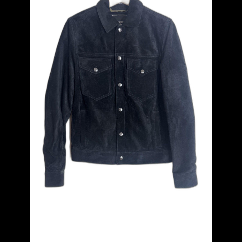 Todd Snyder Jacket Mens XS Black Suede Dylan Calf Leather Trucker Snap - Picture 5 of 16